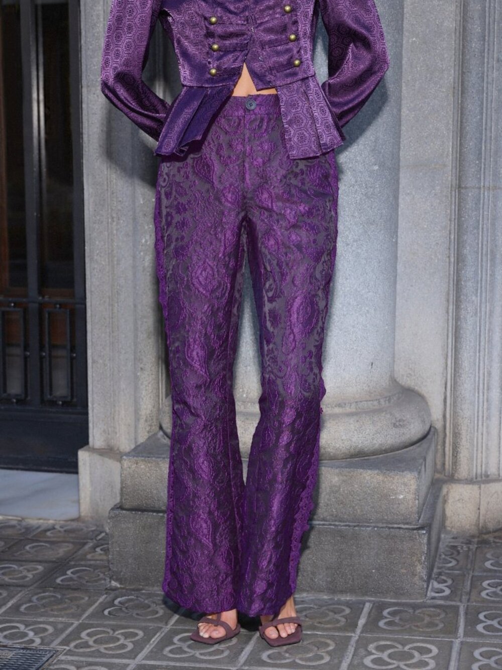 Purple Party Women's Jacquard Casual Long Pants